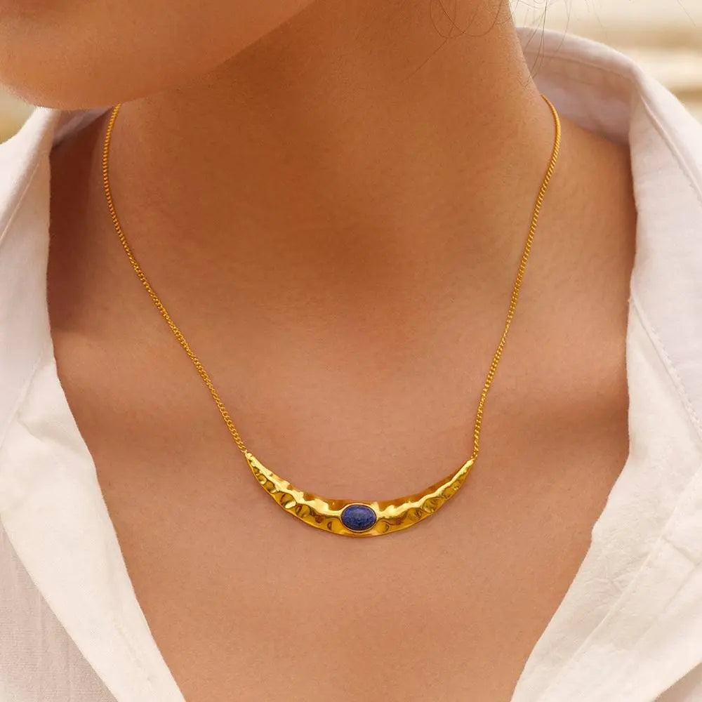 Personalized Pleated Moon Necklace Jewelry